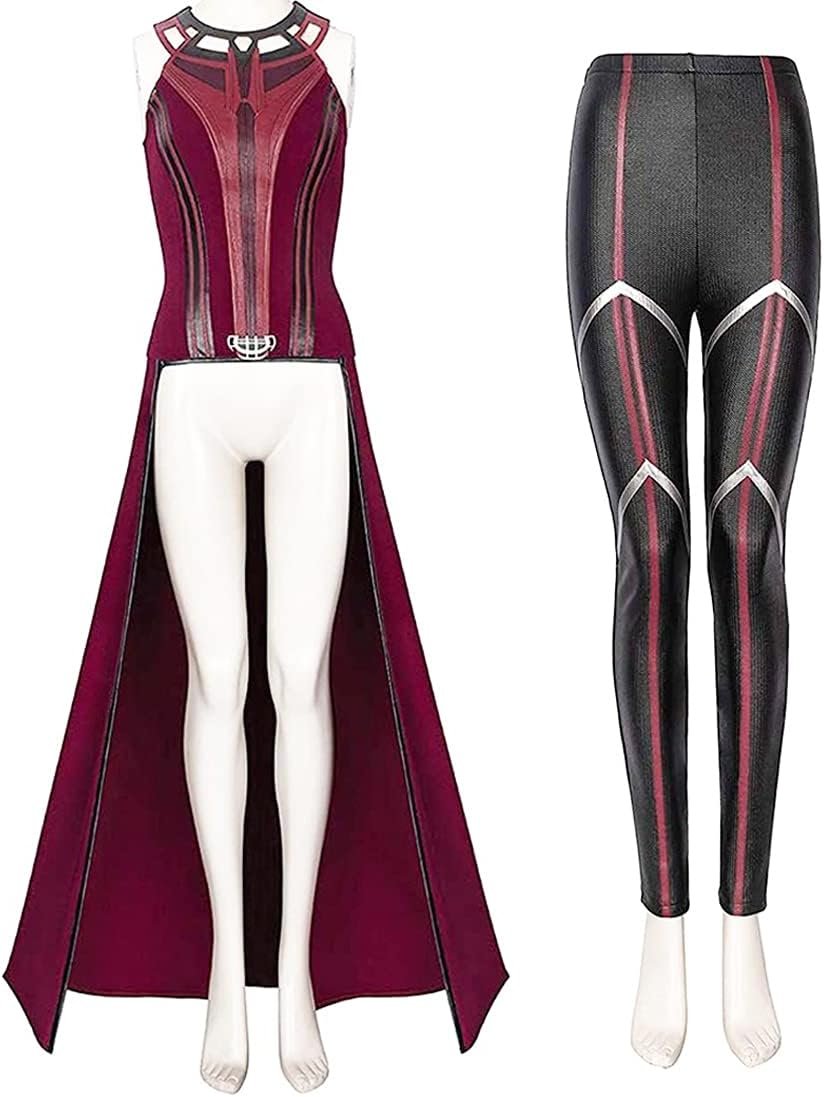 Female Wanda Maximoff Cosplay Costume Scarlet Witch Headwear Cloak and Pants Full Set Outfit - Image 5