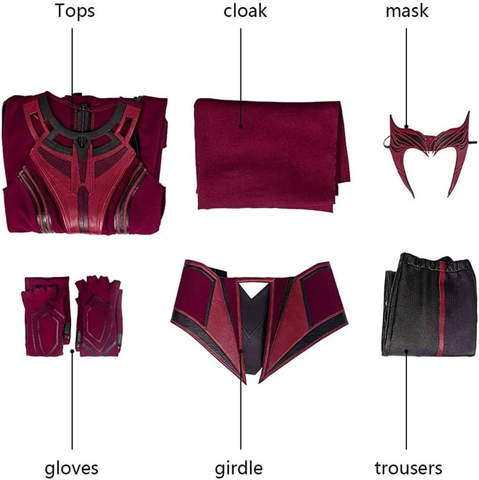 Female Wanda Maximoff Cosplay Costume Scarlet Witch Headwear Cloak and Pants Full Set Outfit - Image 7
