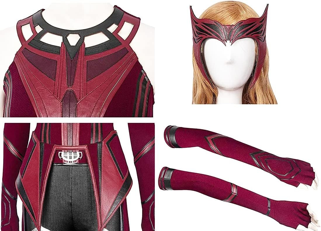 Female Wanda Maximoff Cosplay Costume Scarlet Witch Headwear Cloak and Pants Full Set Outfit - Image 6