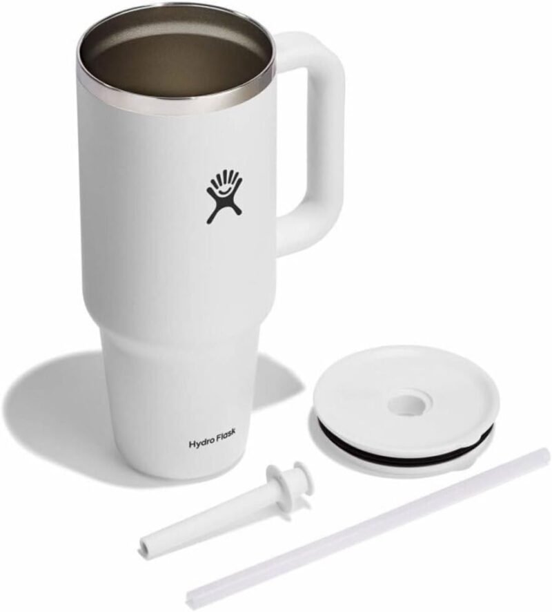 Hydro Flask 40 Oz Travel Tumbler with Handle, Lid and Straw - Insulated Stainless Steel in White - Image 5