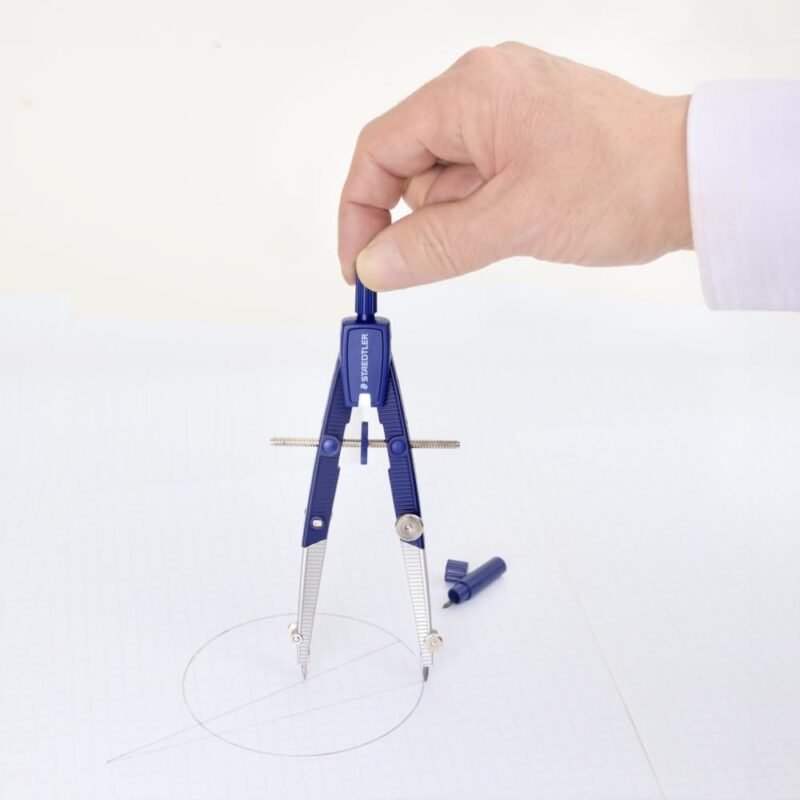STAEDTLER Advanced Student Compass 2 Piece Set - Metal Compass with Quick-Set Center Wheel, Universal Adapter & Spare Lead, Draws Circles up to 10.25" - Image 3
