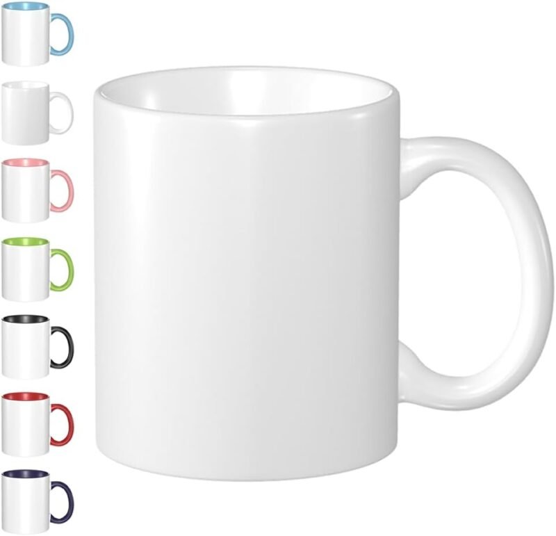 Personalized Coffee Mug Custom Ceramic Mugs with Your Image Photo Text or Logo, Customized Advertising Cups for Coffee Beverage Shops 11 Ounces Cup, All White