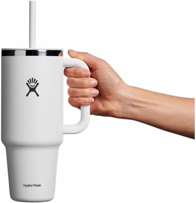 Hydro Flask 40 Oz Travel Tumbler with Handle, Lid and Straw - Insulated Stainless Steel in White - Image 4
