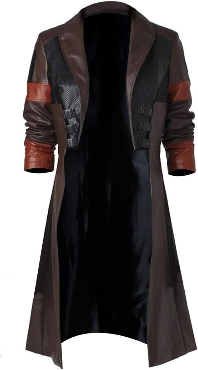 SpazeUp Womens Gaming Cosplay Trench Coat - Halloween Costume Maroon Faux Leather Coat Women - Image 2
