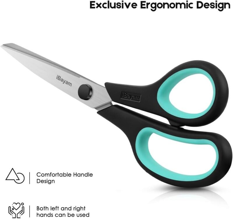 3-Pack 8" Heavy Duty Scissors with Ultra Sharp Blades and Comfort Grip Handles - For Office, Home, School, Sewing, and Crafts - Image 2