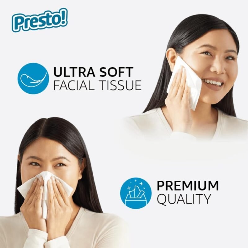 Amazon Brand - Presto! Ultra-Soft 3-Ply Premium Facial Tissues, 264 Count (4 Packs of 66), (Packaging May Vary) - Image 5