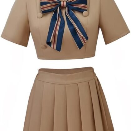 RocailleCos Horror Movie Megan Cosplay Costume Dress Doll Megan Costume Crop Top Skirt Sailor Suit for Women Girls