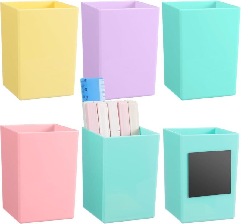 4 Pcs Classroom Magnetic Storage Boxes with Write Wipe Labels Magnetic Storage Containers Treasure Box Plastics Pen Holder for Classroom Whiteboard Dry Erase Board Refrigerator Supply