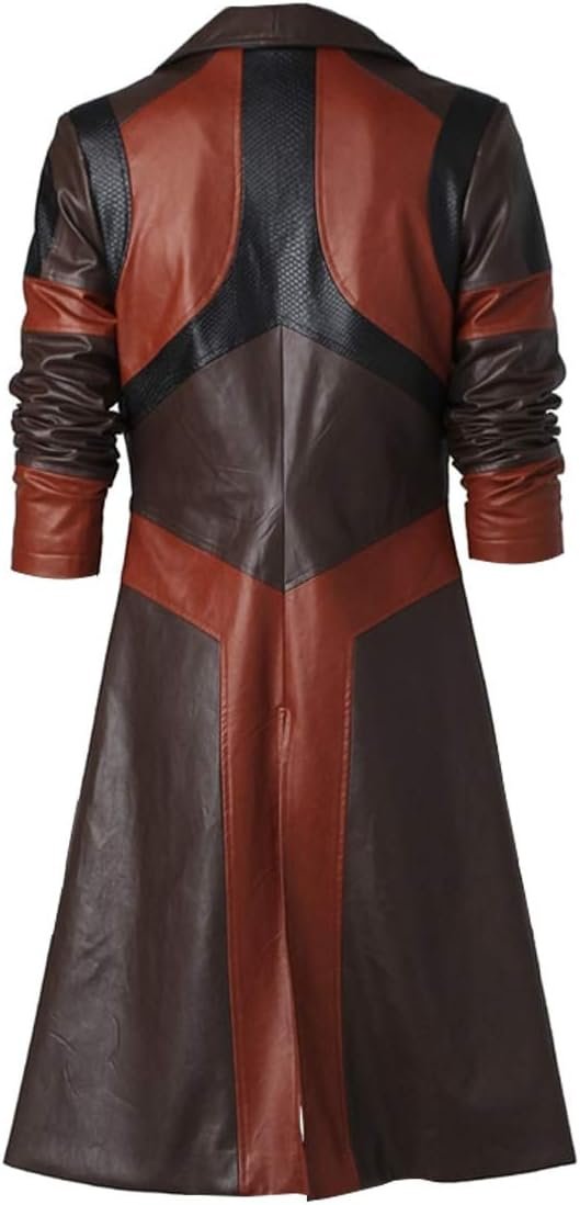SpazeUp Womens Gaming Cosplay Trench Coat - Halloween Costume Maroon Faux Leather Coat Women - Image 3