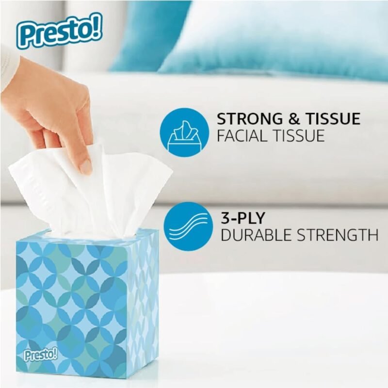 Amazon Brand - Presto! Ultra-Soft 3-Ply Premium Facial Tissues, 264 Count (4 Packs of 66), (Packaging May Vary) - Image 4