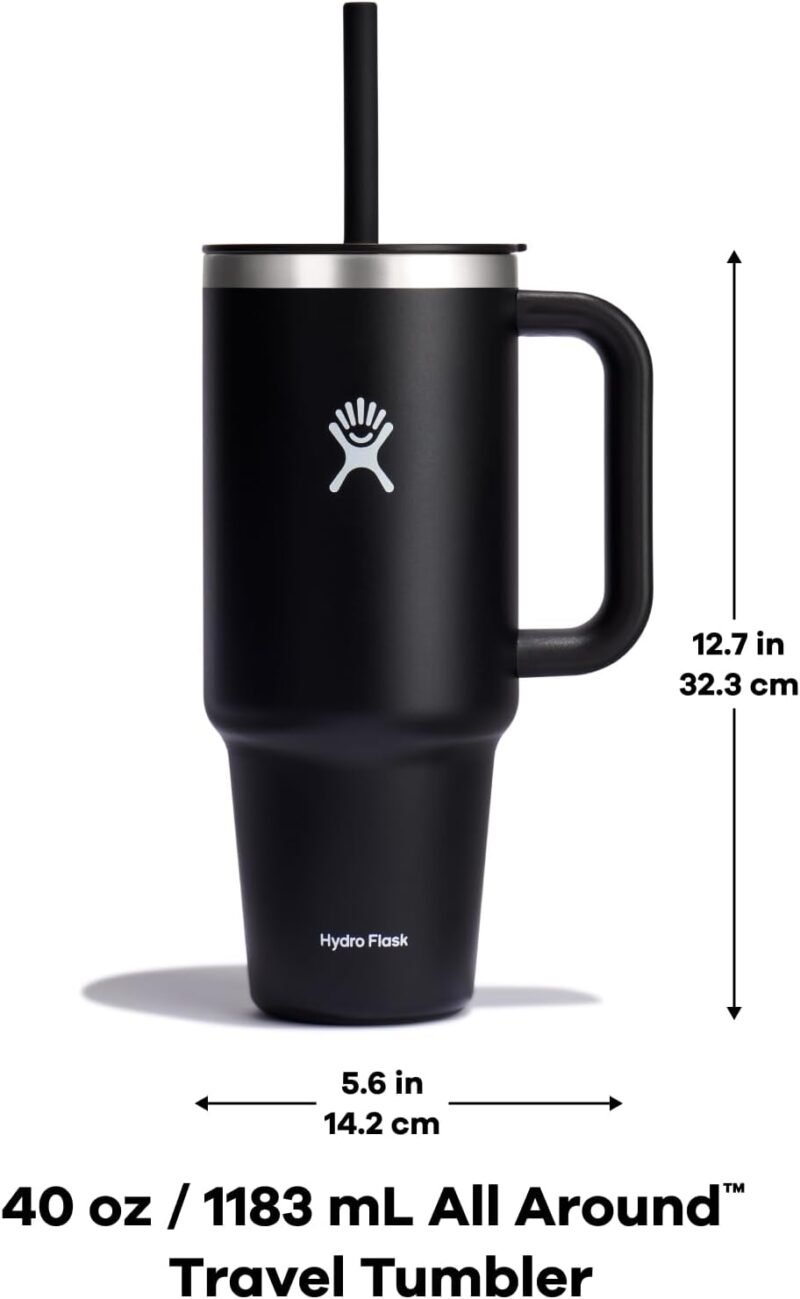 Hydro Flask 40 Oz Travel Tumbler with Handle, Lid and Straw - Insulated Stainless Steel in White - Image 3