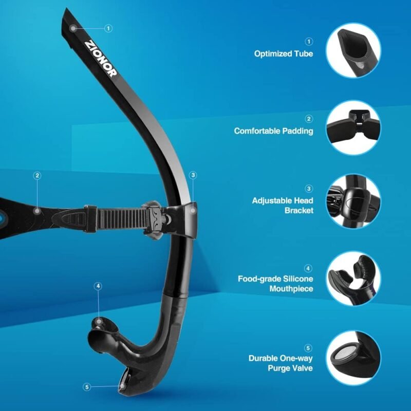 ZIONOR Snorkel Lap Swimming Swimmer Training Diving Snorkeling Comfortable Mouthpiece One-Way Purge Valve for Pool Open Water - Image 2