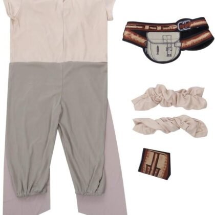 Rey Costume for Girls Halloween Deluxe Jumpsuit Kids Cosplay Outfits with Belt Bracer Accessories