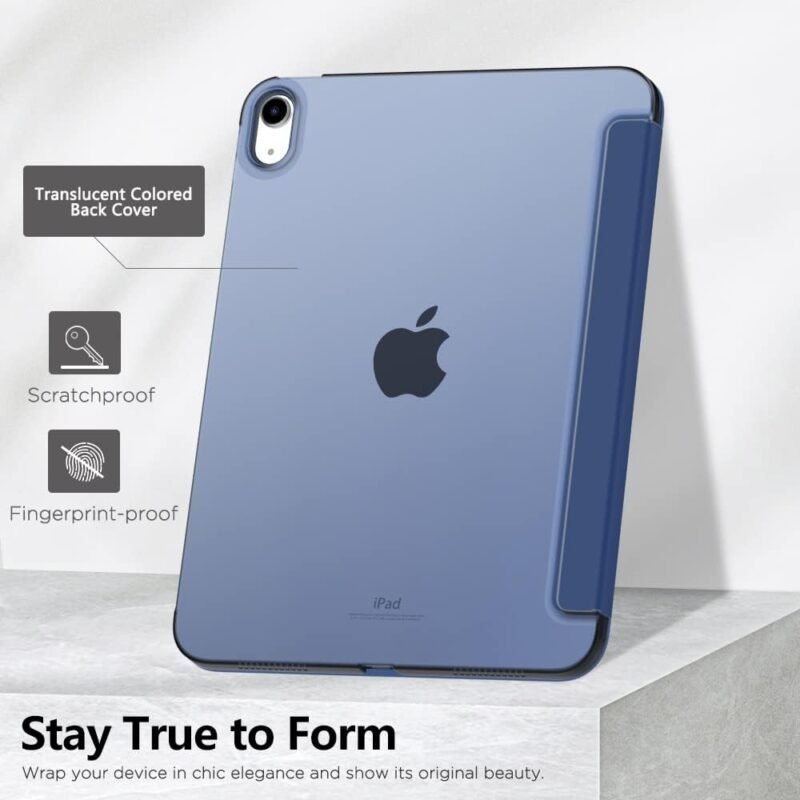 MoKo Case for iPad (A16) 11th Generation 11 Inch 2025, iPad 10th Generation 10.9 inch 2022, Slim Stand Protective Cover with Hard PC Translucent Back Shell Cover, Support Touch ID, Navy Blue - Image 6