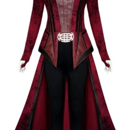 Women Wanda Witch Costume Cosplay Outfit Red Cloak Wanda Headpiece Halloween Cosplay Outfits