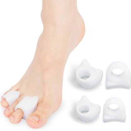 Toe Spacers for Women & Men - 4 Pcs Gel Toe Separators With 2 Sizes for Hammertoe,Overlapping Toes,Soft Comfortable Bunion Corrector for Foot Pain Relief (White,2 L & 2 M)