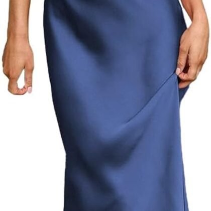 Women's 2025 Summer Satin Dress Elegant Sleeveless Mock Neck Cocktail Party Maxi Dresses