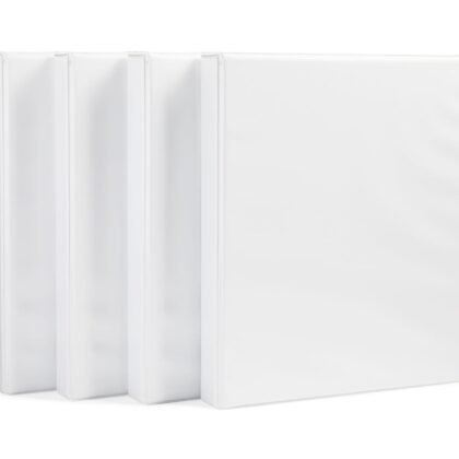 Amazon Basics 3-Ring Binder, 1-Inch - White, 4-Pack
