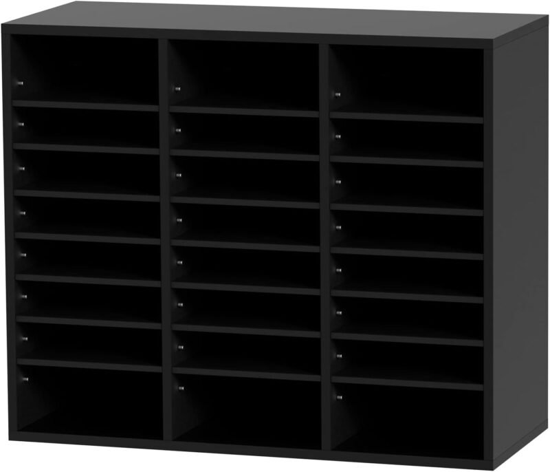VEVOR Literature Organizers, 24 Compartments Office Mailbox with Adjustable Shelves, Wood Literature Sorter 29x12x24.4 inches for Office, Home, Classroom, Mailrooms Organization, EPA Certified Black - Image 9