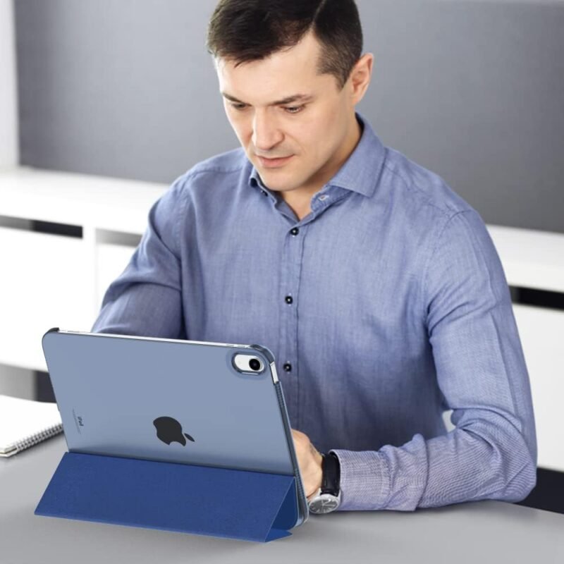 MoKo Case for iPad (A16) 11th Generation 11 Inch 2025, iPad 10th Generation 10.9 inch 2022, Slim Stand Protective Cover with Hard PC Translucent Back Shell Cover, Support Touch ID, Navy Blue - Image 8