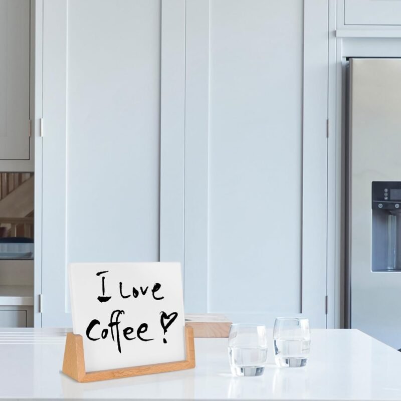TORASO Glass Dry Erase Board - Desktop Memo Whiteboard, Wooden Base, Mini Tabletop Display (Rustic Base) - Image 6