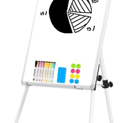 Magnetic Whiteboard Easel, 36"x24" Height Adjustable Dry Erase Board with Stand, Large Aluminium Frame White Board for Teaching, Flipchart Standing Writing Board for Office, Home (White)