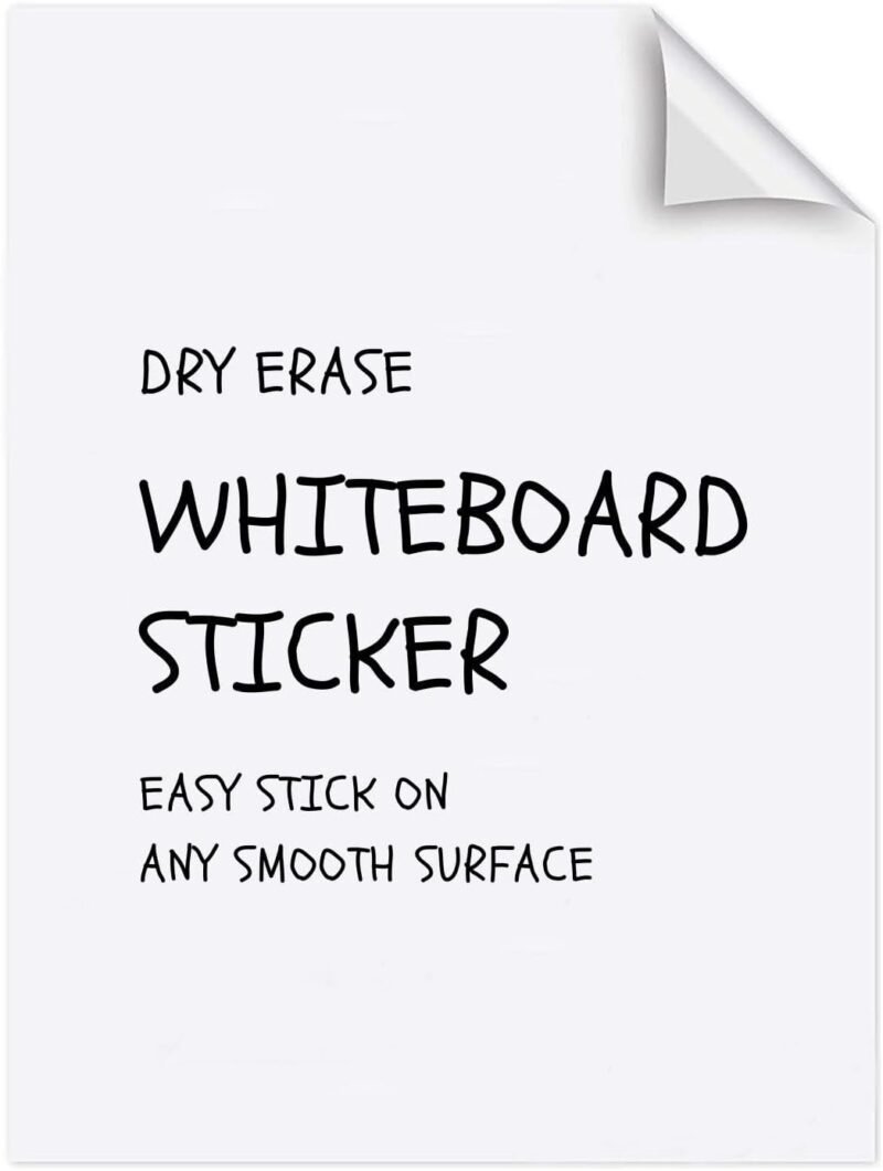 White Dry Erase Sheets - 6 Sheets of A4 - Adhesive Whiteboard Wallpaper Decal - White Board Contact Paper for Refrigerator, Desk, Office & Kids Room - Dry Erase Board White Sticker