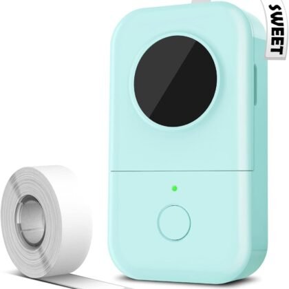 Phomemo D30 Mini Label Maker - Inkless Thermal Portable Bluetooth Label Printer with Tape with 1000+ Templates, Organized Zones for Home, Office, School, Store, Pantry, Green