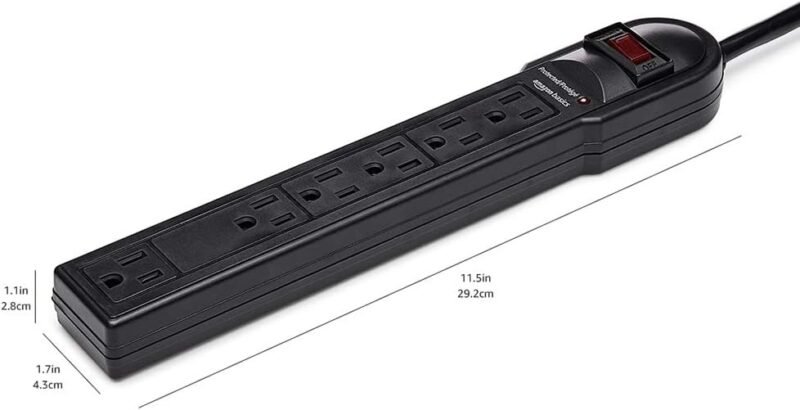 Amazon Basics Surge Protector Power Strip, 6-Outlet, 790 Joules, LED Indicator, 6ft Extension Cord, Black - Image 5