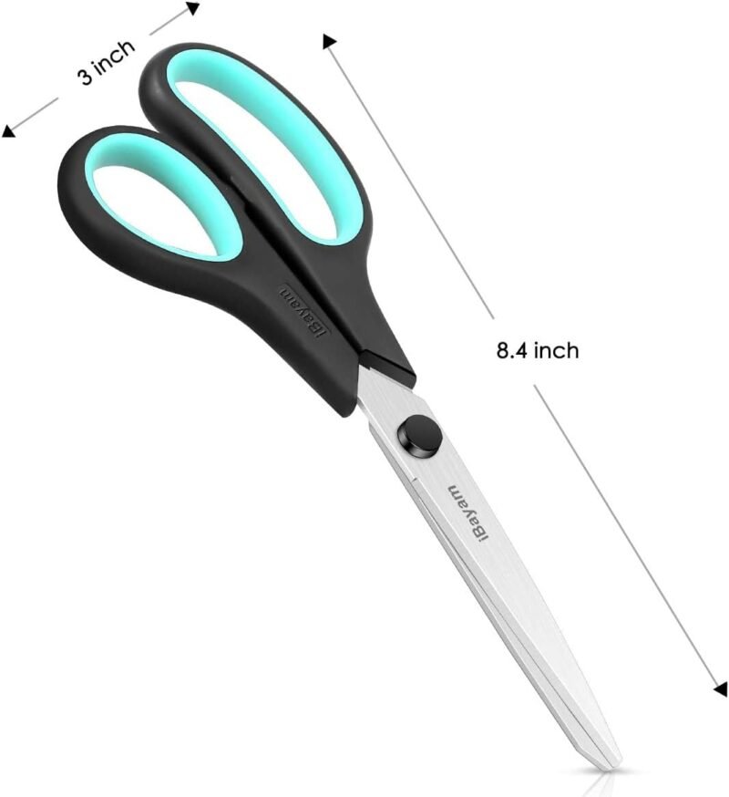 3-Pack 8" Heavy Duty Scissors with Ultra Sharp Blades and Comfort Grip Handles - For Office, Home, School, Sewing, and Crafts - Image 5