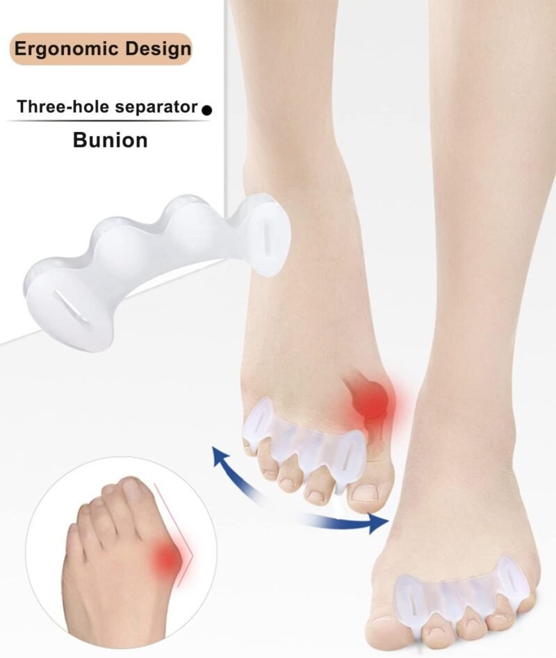 2Pairs Toe Separators Toe Spacers for Women Men to Correct Bunion, Relieve Feet Pain, Foot Alignment, Toe Straighteners for Hammertoes, Plantar Fasciitis (M, Women Shoe Size 9-12.5, Men: 7-11) - Image 4