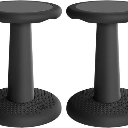 Gpack-pro Kids Wobble Stool 2-Pack – Improves Focus Attention – Non-Slip Base - Wiggle Chair Active Flexible Seating for Preschool Kindergarten Elementary School 17.7-Inch High (Black)