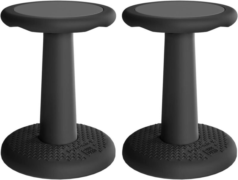 Gpack-pro Kids Wobble Stool 2-Pack – Improves Focus Attention – Non-Slip Base - Wiggle Chair Active Flexible Seating for Preschool Kindergarten Elementary School 17.7-Inch High (Black)