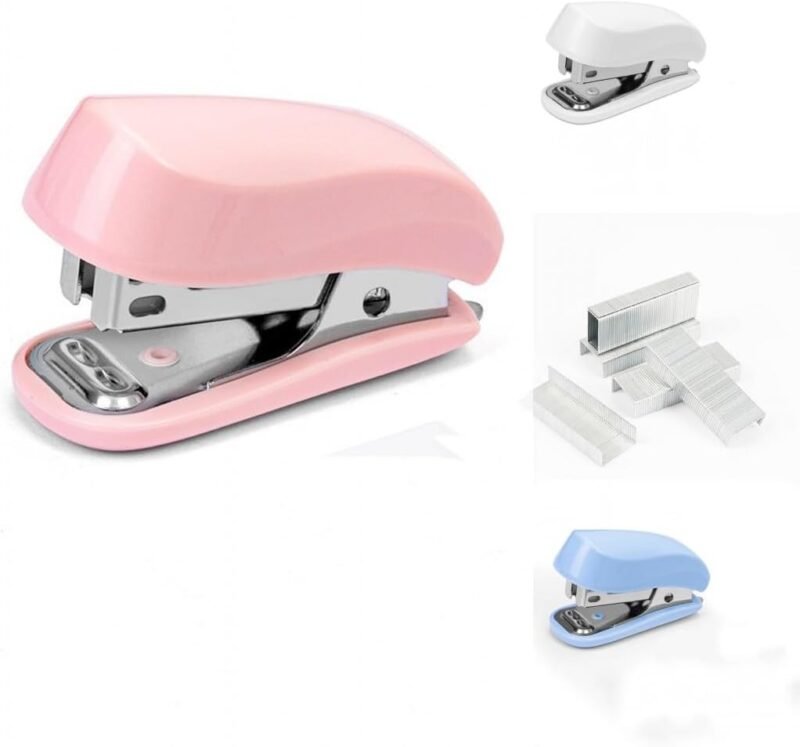 White Color Mini Stapler with Staples,Small Cute Stapler for Desk,Gift for Student or Office Use (White) - Image 2