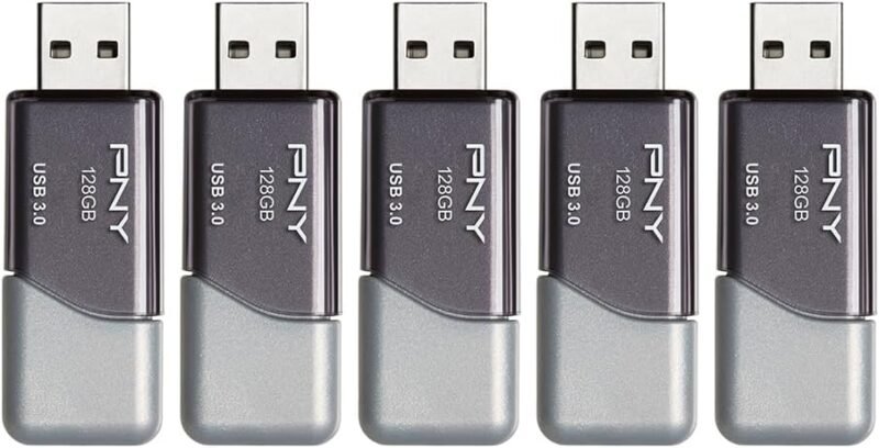 PNY 128GB Turbo Attaché 3 USB 3.0 Flash Drive 5-Pack – Grey, P-FD128X5TBOP-MP, 100MB/s, Light-Weight Durable - Data Storage and Transfer - Image 3