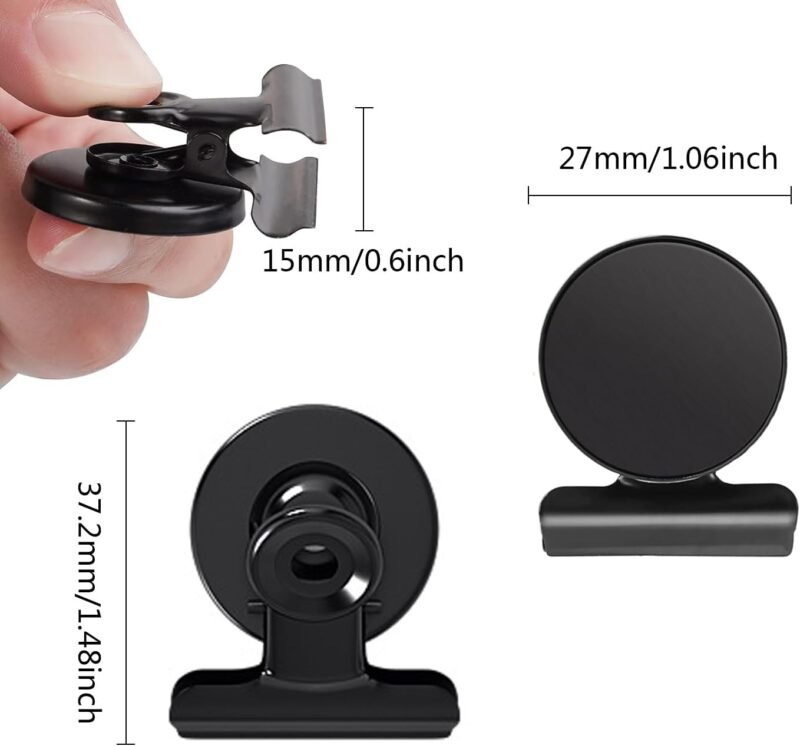 Strong Office Black Magnetic Clips Heavy Duty Refrigerator Magnet Hook Clips for Photo Displays, Whiteboards, Locker, Fridge, Classroom, School, Office(10 Pack) (Black) - Image 2