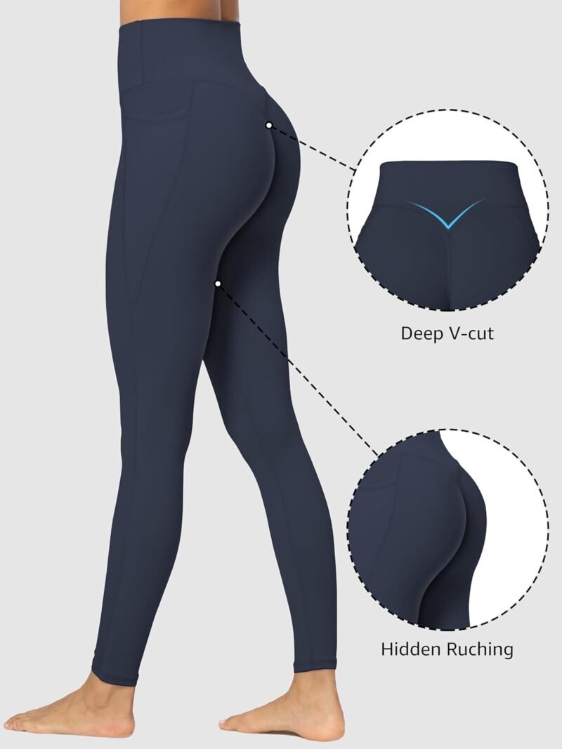 Sunzfly Invisible Butt Scrunch Workout Leggings with Pockets for Women, No Front Seam Gym Yoga Pants with Tummy Control - Image 2