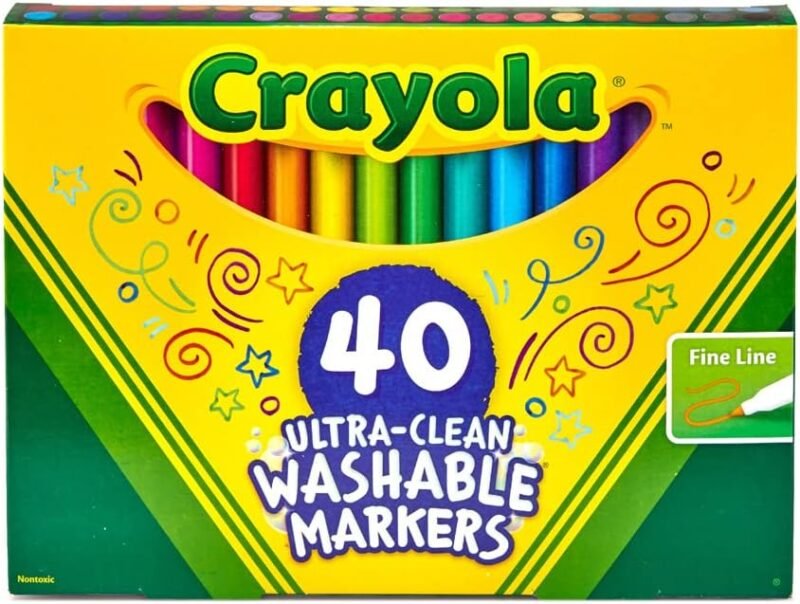 Crayola Ultra Clean Fine Line Washable Markers for School (40ct), Colored Markers for Kids, Coloring Book Art Supplies, Back to School Supplies for Teachers - Image 4