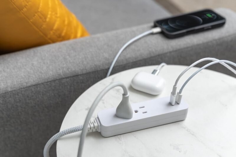 GE 6-Outlet & 2-Outlet Surge Protector Combo Pack with 2 USB-C Ports, 245 Joules, 2ft Braided Cords, Flat Plugs, ETL Certified, White, 86076 - Image 6