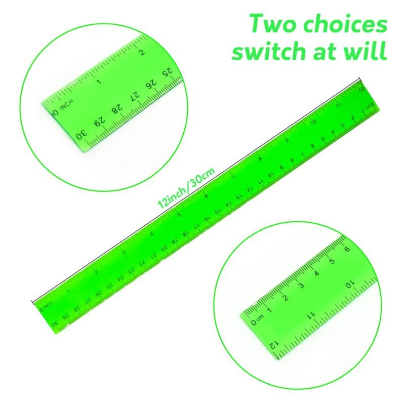 Color Transparent Ruler Plastic Rulers - Ruler 12 inch, Kids Ruler for School, Ruler with Centimeters, Millimeter and Inches, Assorted Colors, Clear Rulers, 7 Pack School Rulers - Image 5