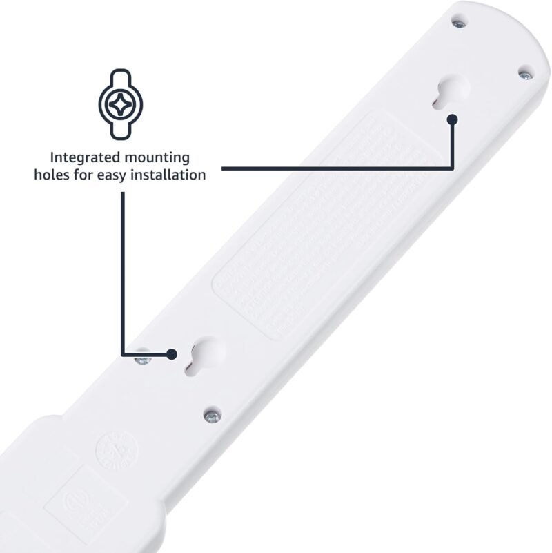 Amazon Basics Surge Protector Power Strip, 6-Outlet with 200J Protection, 2ft Extension Cord, Rectangle, White (2 Pack) - Image 3