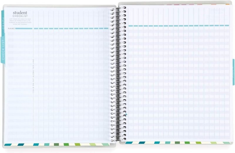 Erin Condren Spiral Teacher Record Book 7" x 9" Platinum-Coiled Notebook with 160 Pages, Colorful Tabbed Sections, Sturdy Laminated Cover, Designed for Tracking Grades, Learn, Teach, Inspire - Image 2