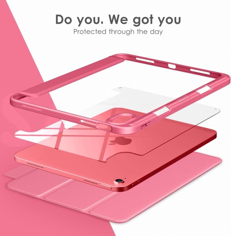 VIKESI Case for iPad (A16) 11-inch 2025 and iPad 10th Generation 10.9 Inch 2022, Clear Back and TPU Shockproof Frame Cover [Built-in Pencil Holder, Support Auto Sleep/Wake] - Watermelon - Image 4