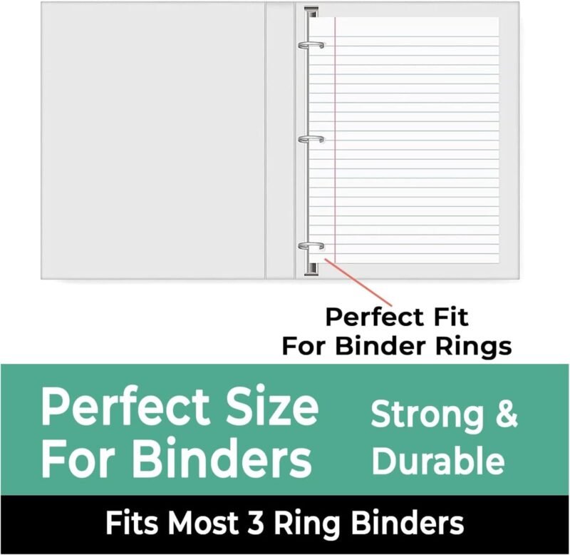 Loose Leaf Paper, 450 Sheets, 3 Pack, College Ruled Paper, 8" x 10.5", Bulk Office Filler Paper, 3 Hole Punched, 150 Sheets/Pack, 56 gsm Paper, College Ruled Notebook Paper for Binder, White - Image 5