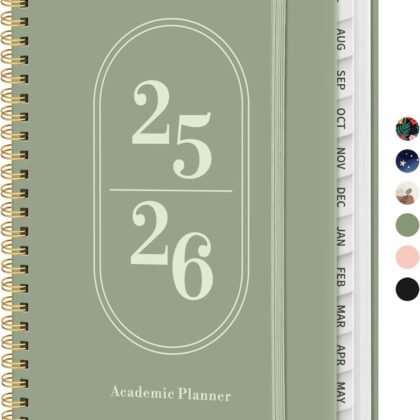 Planner 2025-2026, Academic Year Weekly and Monthly Calender Planner, July 2025 - June 2026, Spiral Bound School Planning Tool, Perfect for Teacher, Student, Women & Men - A5 (6.3" x 8.5"), Green