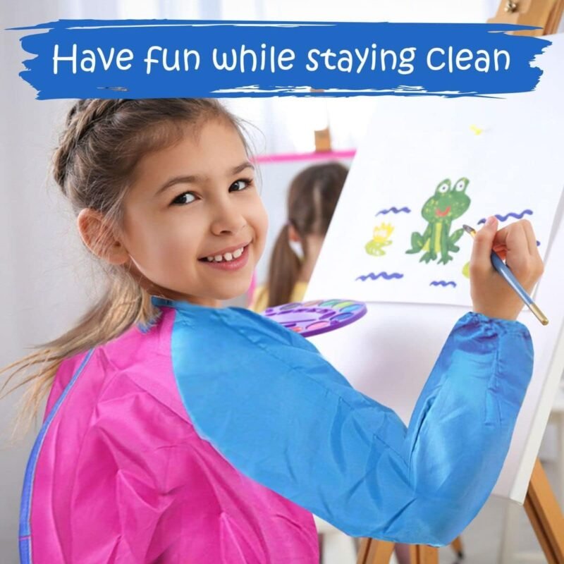 The Mega Deals Kids Painting Set, Washable Paint for Kids with Paint Cups, Toddler Paintbrushes, Waterproof Kid Smock, Non Toxic Washable Finger Paints 2 oz Each, Toddler Painting Supplies - Image 8