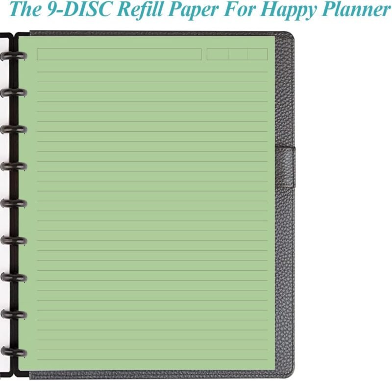 9-Disc Discbound 5 Colorful Line Paper Pre-punched Happy Planners Inserts, 100Sheets/200Pages Classic Size Line Loose-Leaf Paper, Per Color 20 Sheets, 7" x 9.25" - Image 4