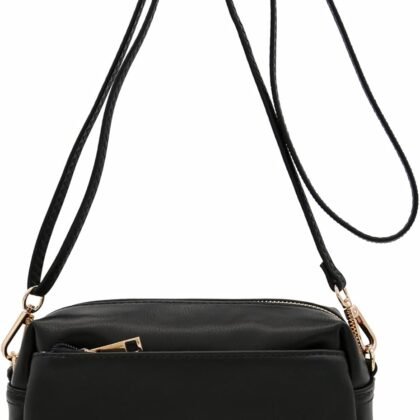 FashionPuzzle Triple Zip Small Crossbody Bag