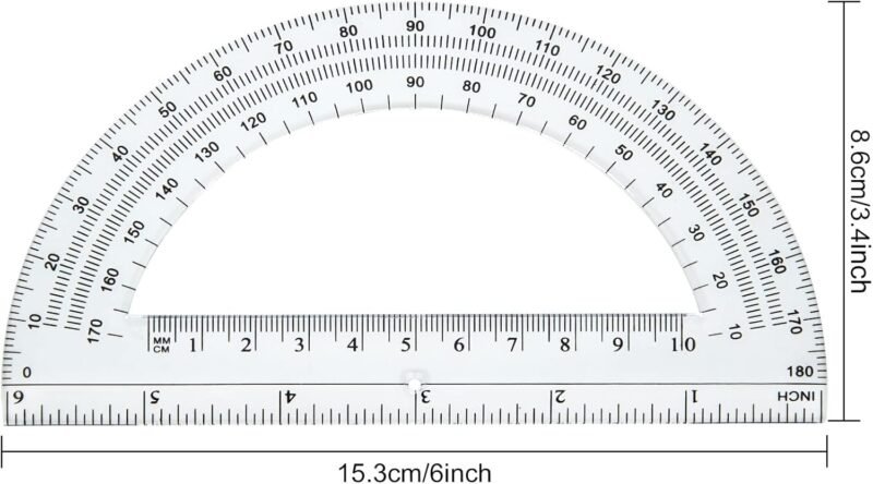 CertBuy 48 Pack Clear Protractor 6 Inch, Plastic Protractor Math Protractors 180 Degrees for Angle Measurement, Protractor for Geometry,Student Math Protractor Ruler for Drawing Geometry Classroom - Image 2