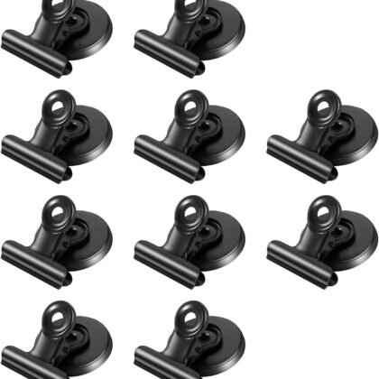 Strong Office Black Magnetic Clips Heavy Duty Refrigerator Magnet Hook Clips for Photo Displays, Whiteboards, Locker, Fridge, Classroom, School, Office(10 Pack) (Black)
